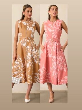 PROSPERINA ELIANA ROSE PINK COTTON REVERSIBLE MIDI DRESS